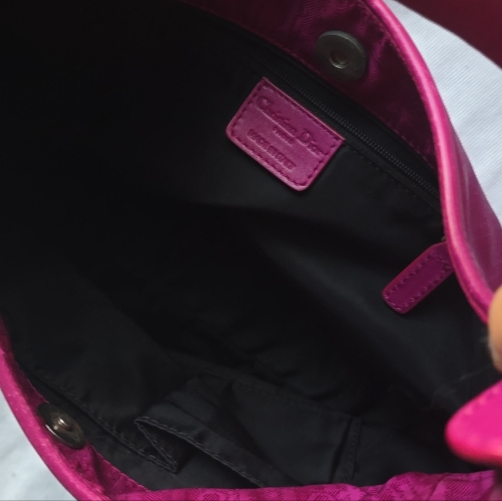 Christian Dior Magenta Oblique Monogram Canvas and Leather Trim 2007 Hobo Bag - Picture 10 of 12